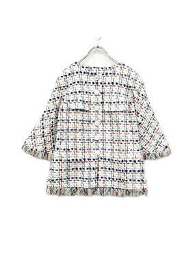 Chanel No Collar Tweed Jacket Size 36